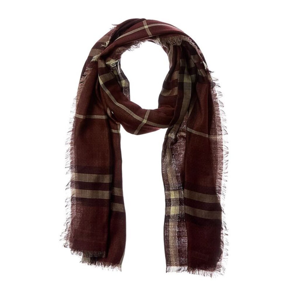 Burberry Check Wool & Silk-Blend Scarf, Red